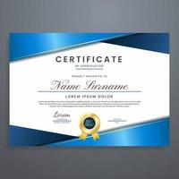 blu certificato design modello vettore, può essere Usato per apprezzamento, evento, la laurea, presenza, eccetera. vettore
