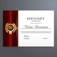 certificato di apprezzamento modello con oro foca e rosso colore, semplice e elegante design vettore