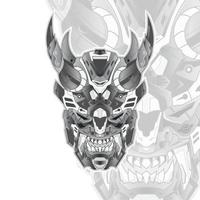 mecha cyberpunk giapponese oni maschera vettore azione illustrazione con viso nel isolato sfondo testa robot mascotte. esport logo design