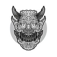 arrabbiato mostro testa vettore design di giapponese demone oni maschera mostro illustrazione