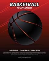 torneo pubblicità bandiera manifesto con nero pallacanestro e rosso sfondo