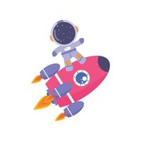 illustrazione vettore design astronauta ragazzo guida razzo