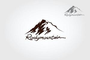 roccioso montagna vettore logo modello. il principale simbolo di il logo è un' roccia montagna, Questo logo simboleggia un' natura, forza, pulire, pace, e calma, Questo logo anche Guarda moderno, sportivo e semplice.