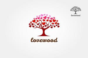 amore legna vettore logo modello. amore albero illustrazione disegno, vettore logo illustrazione.