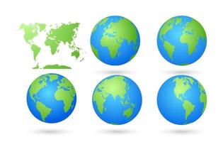 vettore mondo carta geografica con globi impostare.