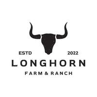 Longhorn toro, mucca e bufalo Vintage ▾ logo modello. per distintivi, ristorante, attività commerciale. vettore