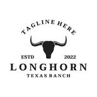 Longhorn toro, mucca e bufalo Vintage ▾ logo modello. per distintivi, ristorante, attività commerciale. vettore