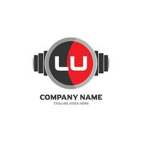 lu lettera logo design icona fitness e musica vettore simbolo.