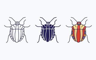 a strisce scudo insetto vettore illustrazione icona