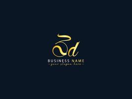 elegante zd calligrafia logo, creativo zd logo lettera vettore Immagine design