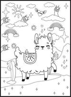 lama colorazione pagine per bambini vettore