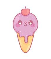 gelato dolce kawaii vettore