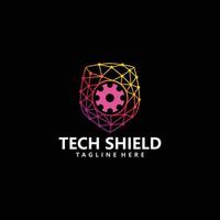 Tech scudo logo icona vettore isolato