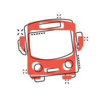 autobus icona nel comico stile. allenatore auto cartone animato vettore illustrazione su bianca isolato sfondo. autobus spruzzo effetto attività commerciale concetto.