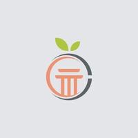 icona logo pilastro e foglia concetto vettore