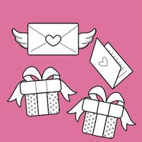 carino amore lettera e regalo San Valentino giorno digitale francobollo vettore