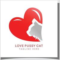 amore gatto logo design con creativo moderno stile premio vettore