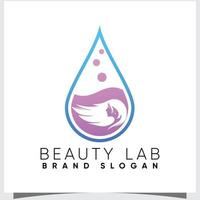 bellezza donna laboratorio logo con creativo concetto e design premio vettore