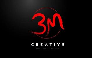 rosso bm spazzola lettera logo design. artistico manoscritto lettere logo concetto. vettore