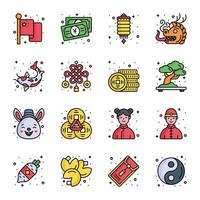 Cinese nuovo anno e cultura icone impostato nel moderno design stile, facile per uso e modificabile vettori