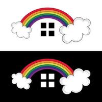 casa arcobaleno logo design modello vettore