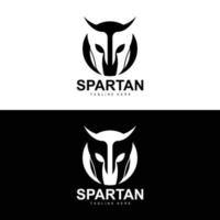 spartano logo, guerra casco completo da uomo vettore, barbaro armatura icona, vichingo, Palestra in forma disegno, fitness vettore