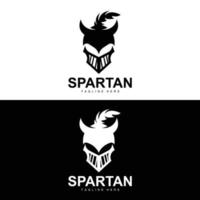 spartano logo, guerra casco completo da uomo vettore, barbaro armatura icona, vichingo, Palestra in forma disegno, fitness vettore