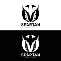 spartano logo, guerra casco completo da uomo vettore, barbaro armatura icona, vichingo, Palestra in forma disegno, fitness vettore