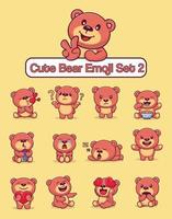 impostato di carino orso personaggi con diverso emoticon vettore