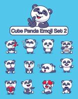 impostato di carino panda personaggi con diverso emoticon vettore