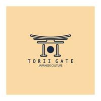 torii cancello giapponese tradizionale cultura semplice logo illustrazione icona con estetico minimalista vettore concetto