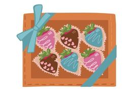 un' scatola di cioccolatini come un' regalo. dolci per San Valentino S giorno, madre S giorno, e donne S giorno. piatto stile, vettore illustrazione.