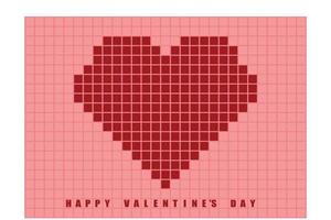 san valentino giorno carta con astratto pixel cuore, piatto vettore moderno illustrazione