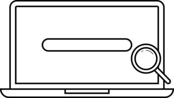 il computer portatile con ingrandimento bicchiere schema icona vettore illustrazione