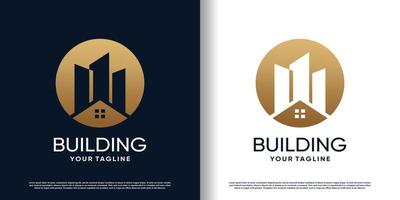 edificio logo design con creativo unico stile premio vettore