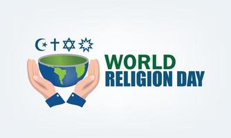 vettore illustrazione di mondo religione giorno. semplice e elegante design