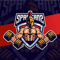 muscolo spartano portafortuna esport per fitness e sport logo design vettore