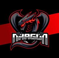 Drago personaggio portafortuna e-sport logo design vettore