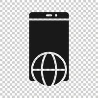 globo smartphone icona nel piatto stile. mobile Telefono Posizione vettore illustrazione su bianca isolato sfondo. destinazione attività commerciale concetto.