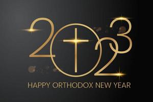 contento ortodosso nuovo anno con oro Gesù simbolo. 2023 nuovo anno con oro Gesù simbolo. isolato su lusso sfondo. vettore a disposizione.