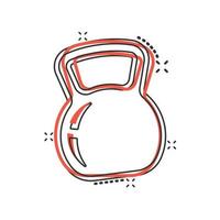 kettlebell icona nel comico stile. manubrio sport attrezzatura cartone animato vettore illustrazione su bianca isolato sfondo. manubrio spruzzo effetto attività commerciale concetto.