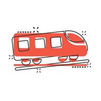 la metropolitana icona nel comico stile. treno metropolitana cartone animato vettore illustrazione su bianca isolato sfondo. Ferrovia carico spruzzo effetto attività commerciale concetto.