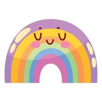 arcobaleno kawaii tempo metereologico vettore