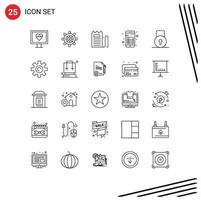 25 creativo icone moderno segni e simboli di serratura tampone lettura fattura Nota libro modificabile vettore design elementi