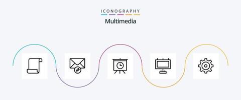 multimedia linea 5 icona imballare Compreso . volta. multimedia vettore