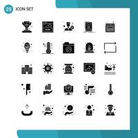 25 solido glifo concetto per siti web mobile e applicazioni Salva guidare sito web installare reclutamento modificabile vettore design elementi