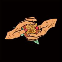 vettore illustrazione di un' mano Tenere un' rosa fiore