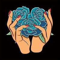 vettore illustrazione di un' mano Tenere un' rosa fiore