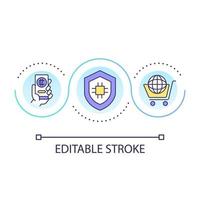 sicuro crypto pagamento ciclo continuo concetto icona. internazionale attività commerciale con blockchain. controllo attraverso App astratto idea magro linea illustrazione. isolato schema disegno. modificabile ictus vettore