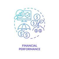 finanziario prestazione blu pendenza concetto icona. avviare reddito. attività commerciale produttività. reddito crescita astratto idea magro linea illustrazione. isolato schema disegno vettore